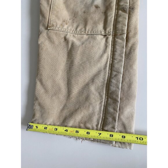 Carhartt Overalls Mens 38x29 Brown Quilted Lined Workwear Double Knee Distressed - Picture 14 of 14